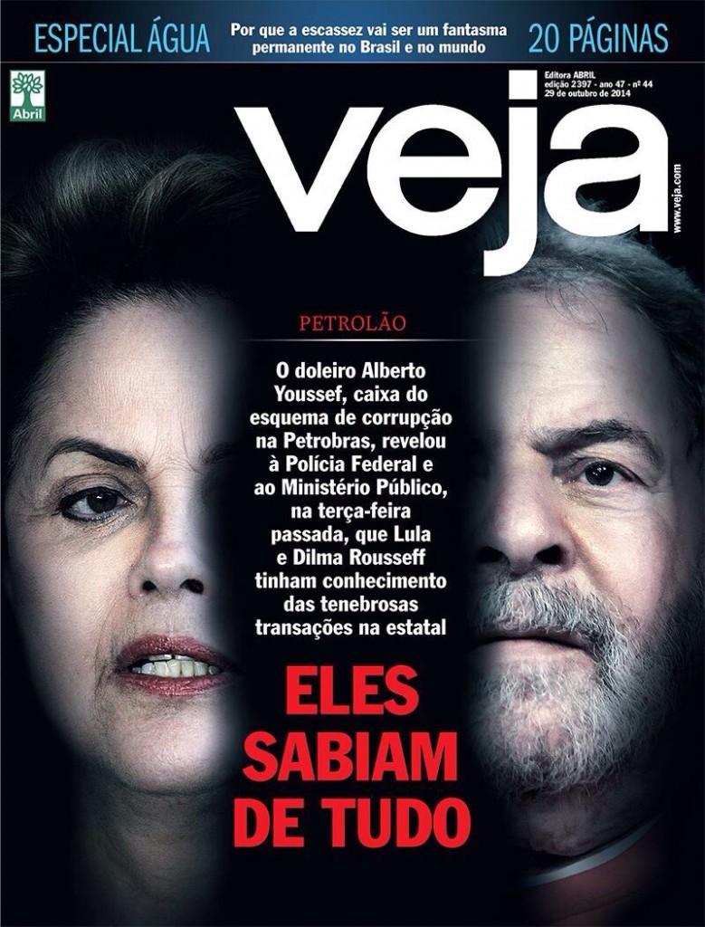 Na campanha eleitoral de 2014, a Veja tentou empurrar a candidatura de Aécio detonando Lula e Dilma. Não conseguiu