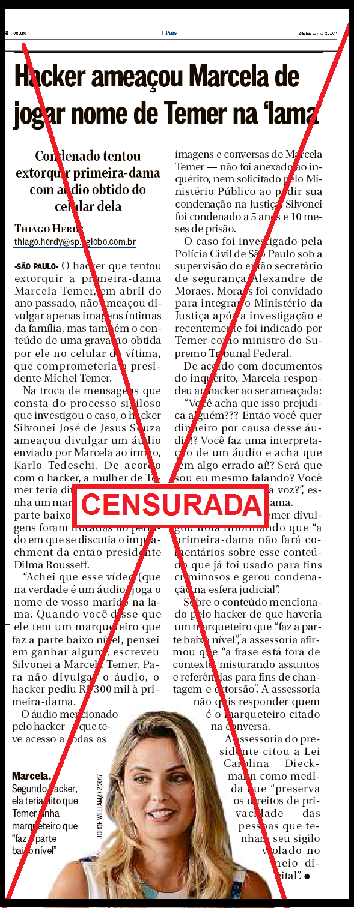 Reportagem de O Globo censurada