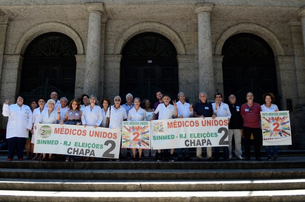 Chapa 2, Médicos Unidos, formada por opositores à permanência de Jorfge Darze  no sindicato após 18 anos, conquistou a eleição na sexta-feira (24/03). Reprodução Facebook