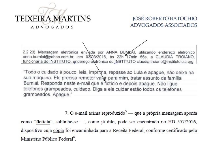 O e-mail, de endereço fictício, serviu à Receita para suspender a isenção fiscal do Insituto Lula e ao juiz Sérgio Moro para autorizar a condução coercitiva do blogueiro Eduardo Guimarães, sem maiores justificativas.....