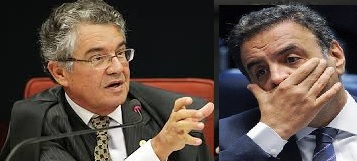 Marco Aurélio Mello (foto Ascom/STF) e Aécio Neves (foto Edilson Rodrigues/Agência Senado)